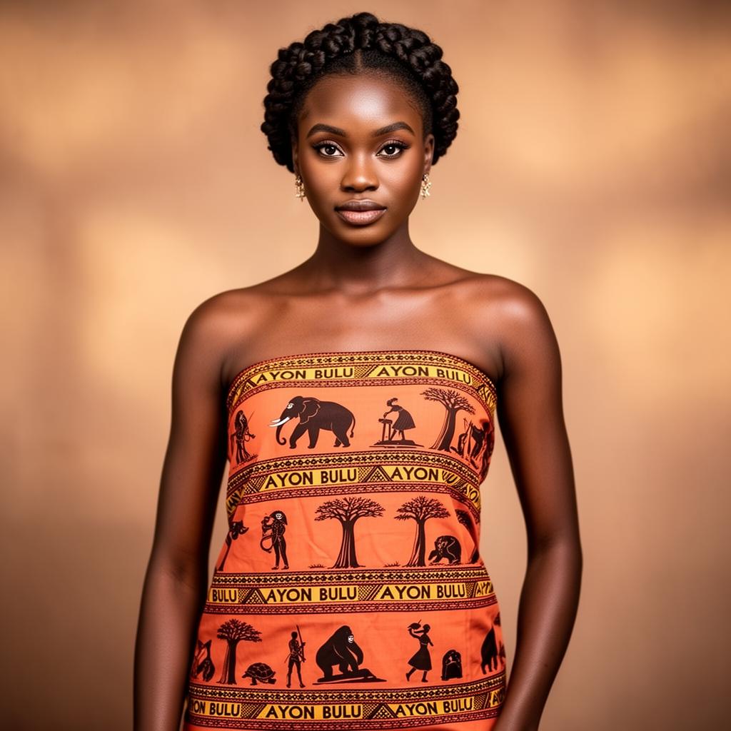 Jeune femme Bulu en pagne NGON traditionnel